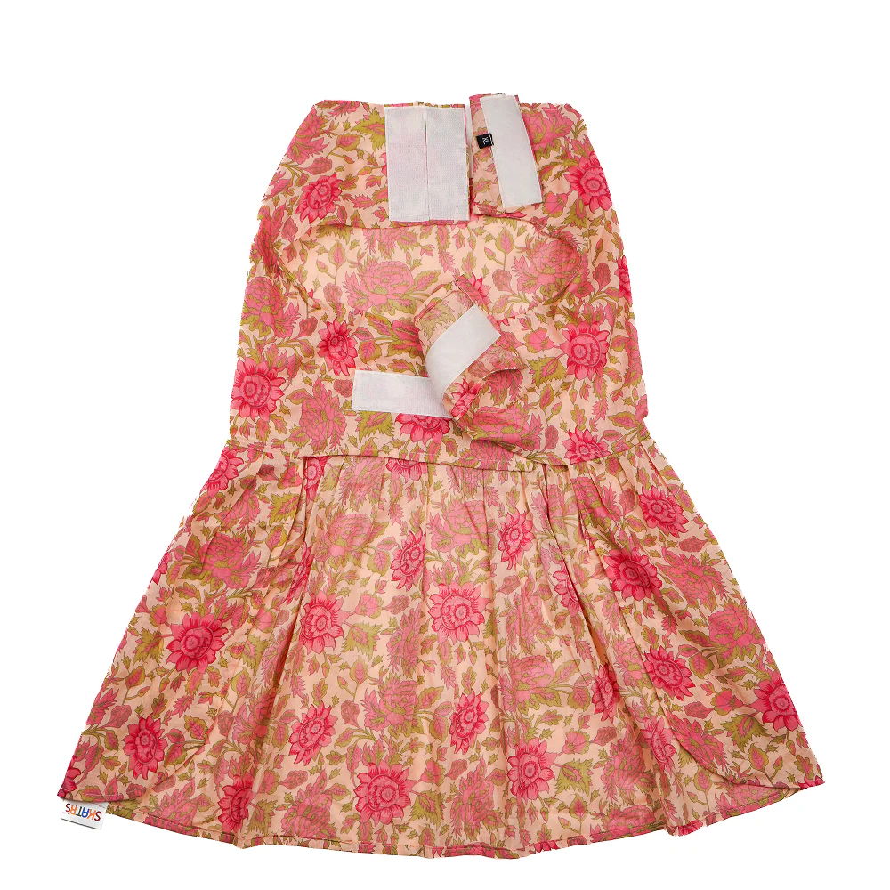 Skatrs Cotton Dress for Dogs and Cats (Off White and Pink Lotus) - Image 6