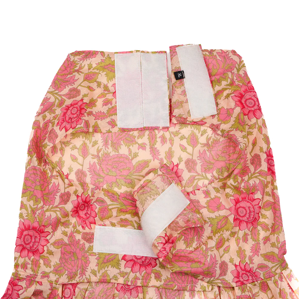 Skatrs Cotton Dress for Dogs and Cats (Off White and Pink Lotus) - Image 7