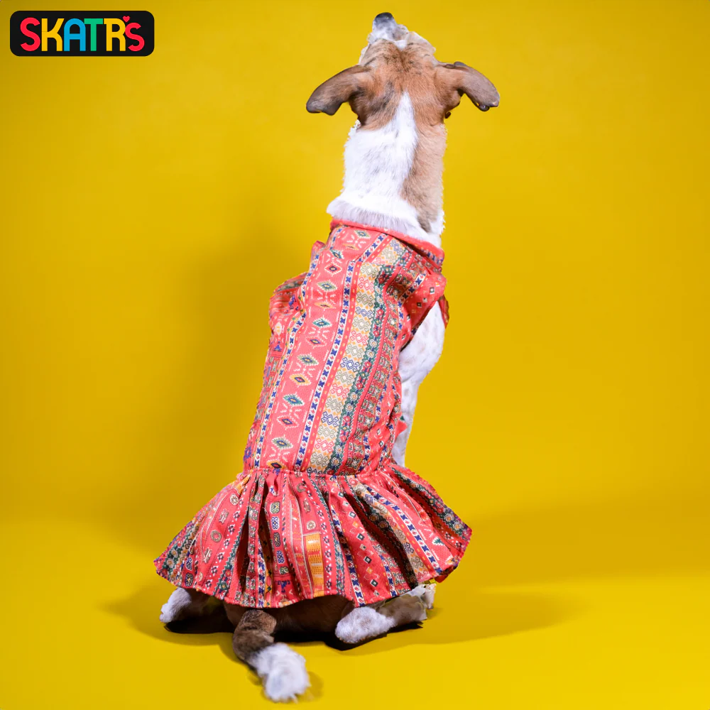 Skatrs Cotton Printed Dress for Dogs and Cats (Red) - Image 3