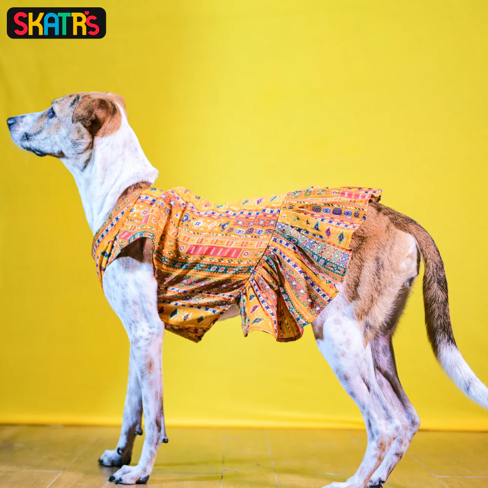 Skatrs Cotton Printed Dress for Dogs and Cats (Yellow) - Image 3