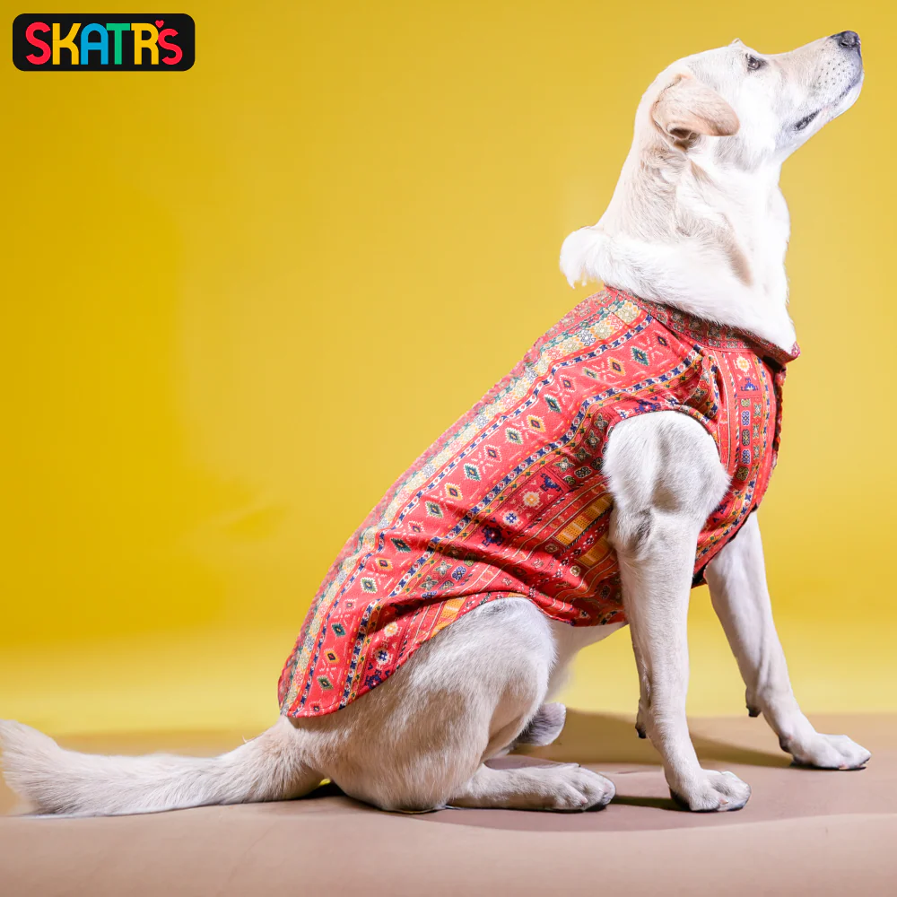 Skatrs Cotton Printed Kurta for Dogs and Cats (Red) - Image 3