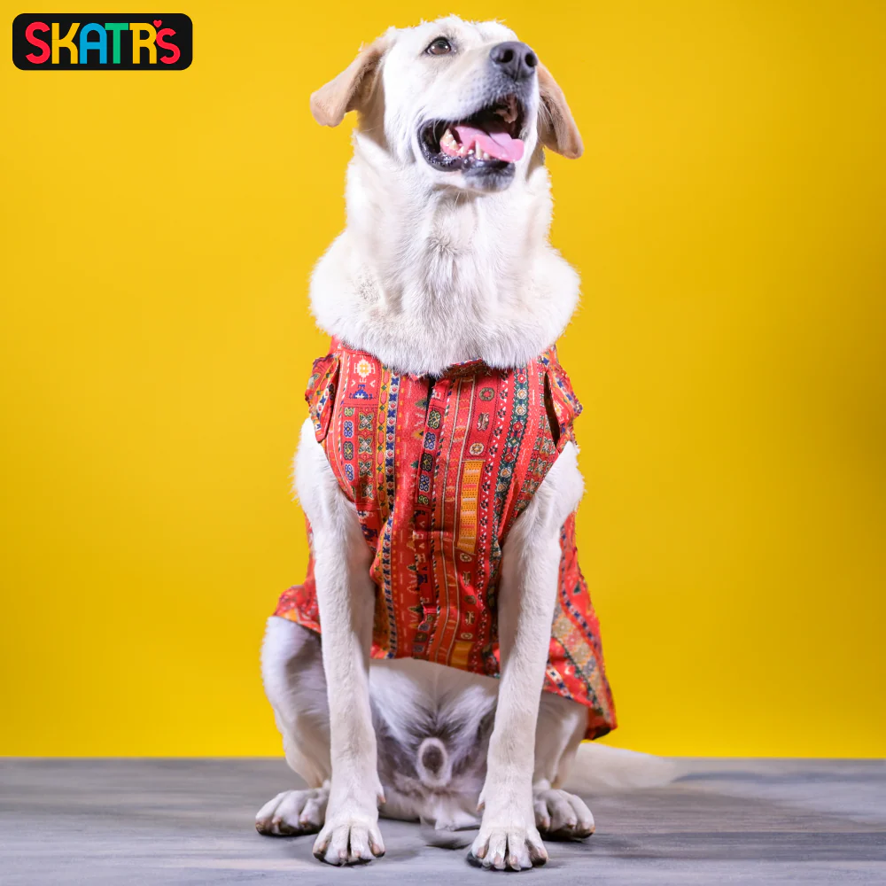 Skatrs Cotton Printed Kurta for Dogs and Cats (Red) - Image 4