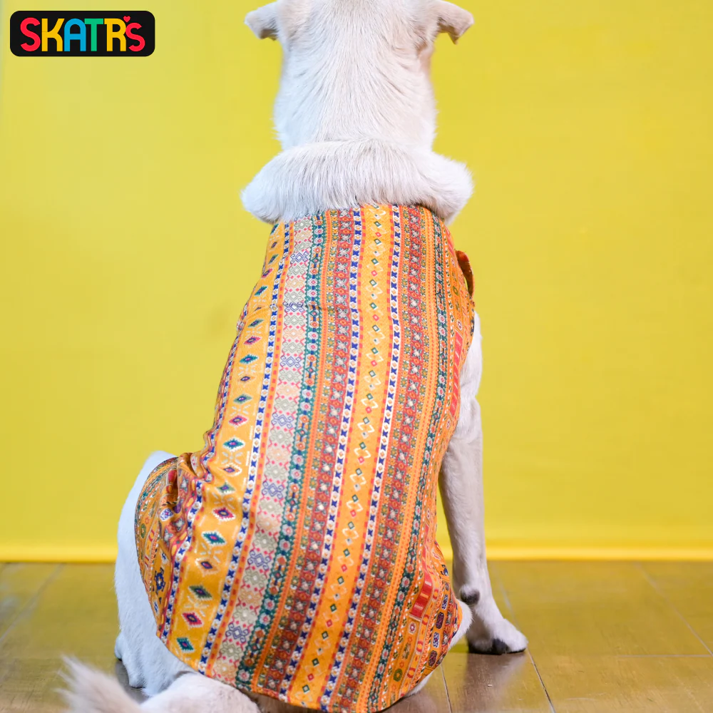 Skatrs Cotton Printed Kurta for Dogs and Cats (Yellow) - Image 2
