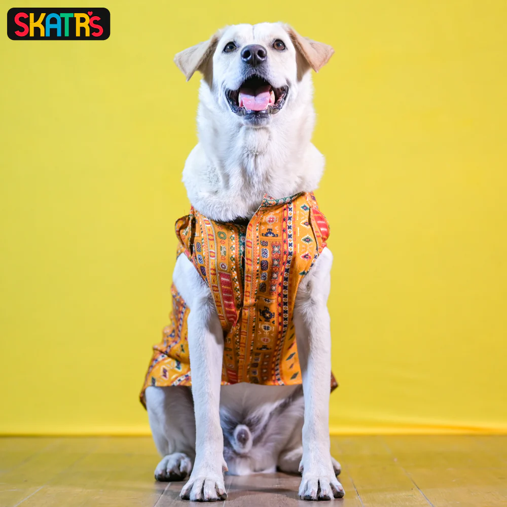 Skatrs Cotton Printed Kurta for Dogs and Cats (Yellow) - Image 3
