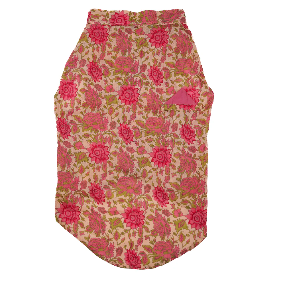Skatrs Cotton Shirt for Dogs and Cats (Off White and Pink Lotus) - Image 2