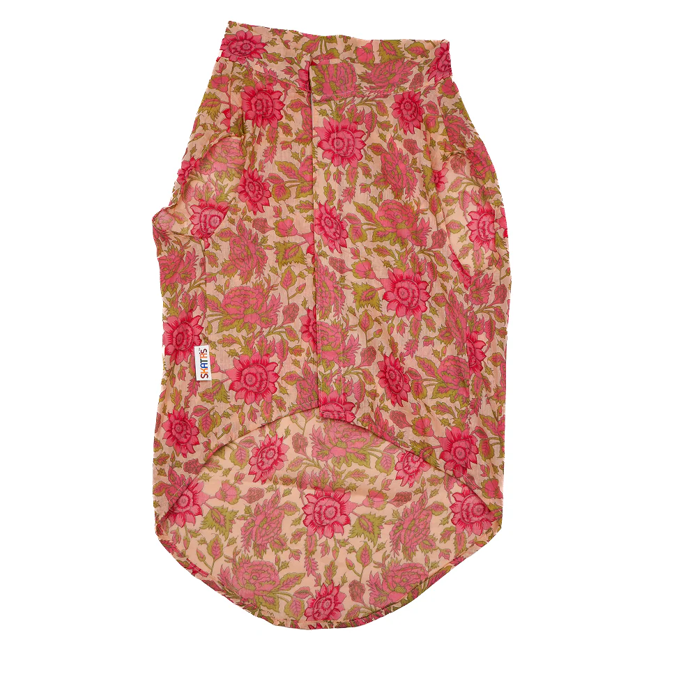 Skatrs Cotton Shirt for Dogs and Cats (Off White and Pink Lotus) - Image 3