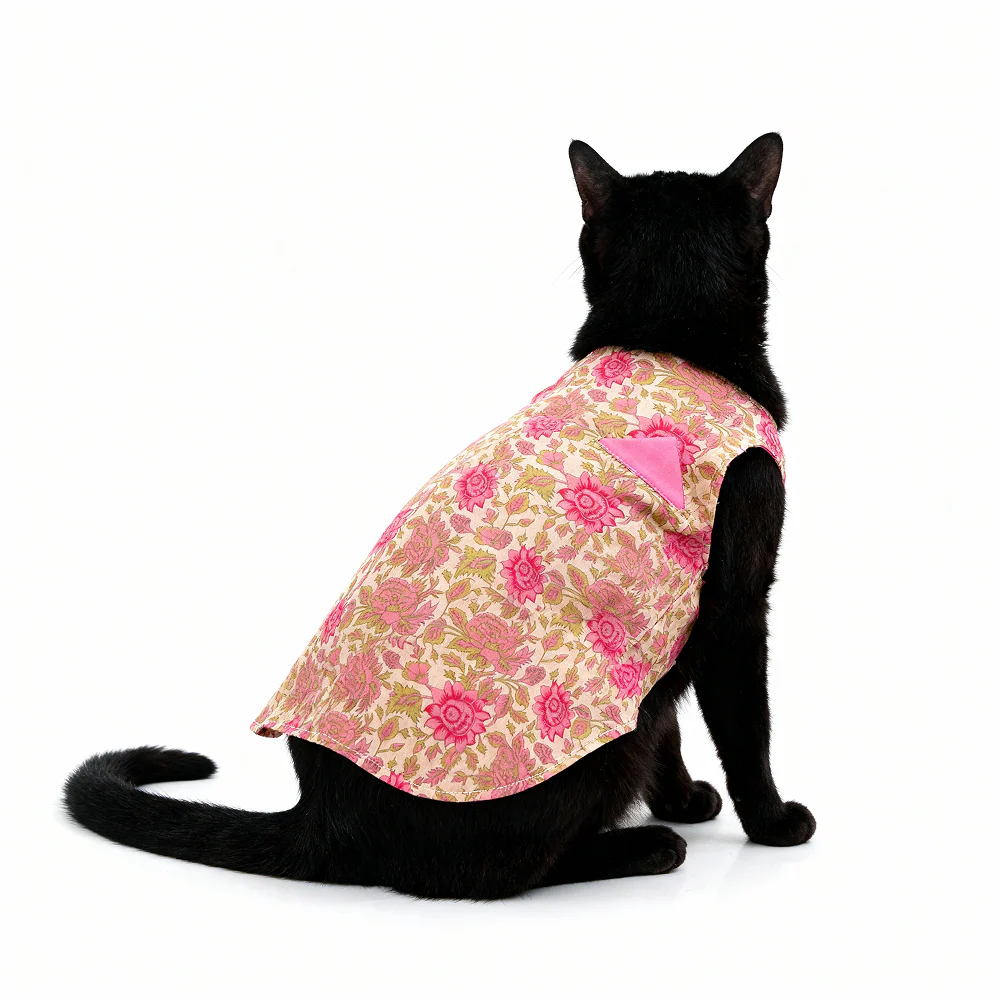 Skatrs Cotton Shirt for Dogs and Cats (Off White and Pink Lotus) - Image 6