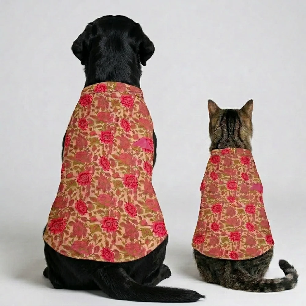 Skatrs Cotton Shirt for Dogs and Cats (Off White and Pink Lotus) - Image 8