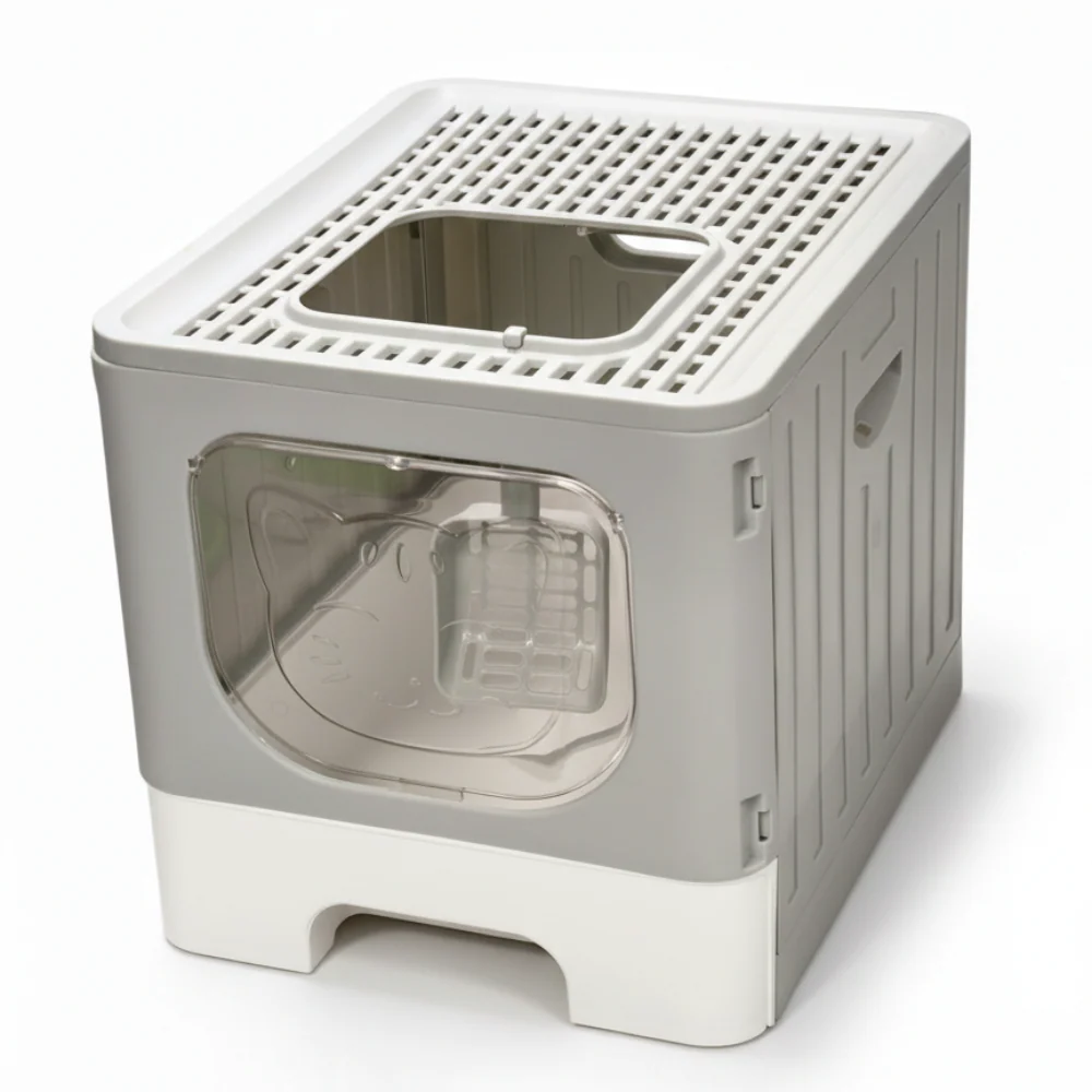 Skatrs Foldable Covered Cat Litter Box with Anti-Spill Tray Easy Cleaning Spacious Design Top and Side Openings Litter Tray for Cats and Kittens - Image 10