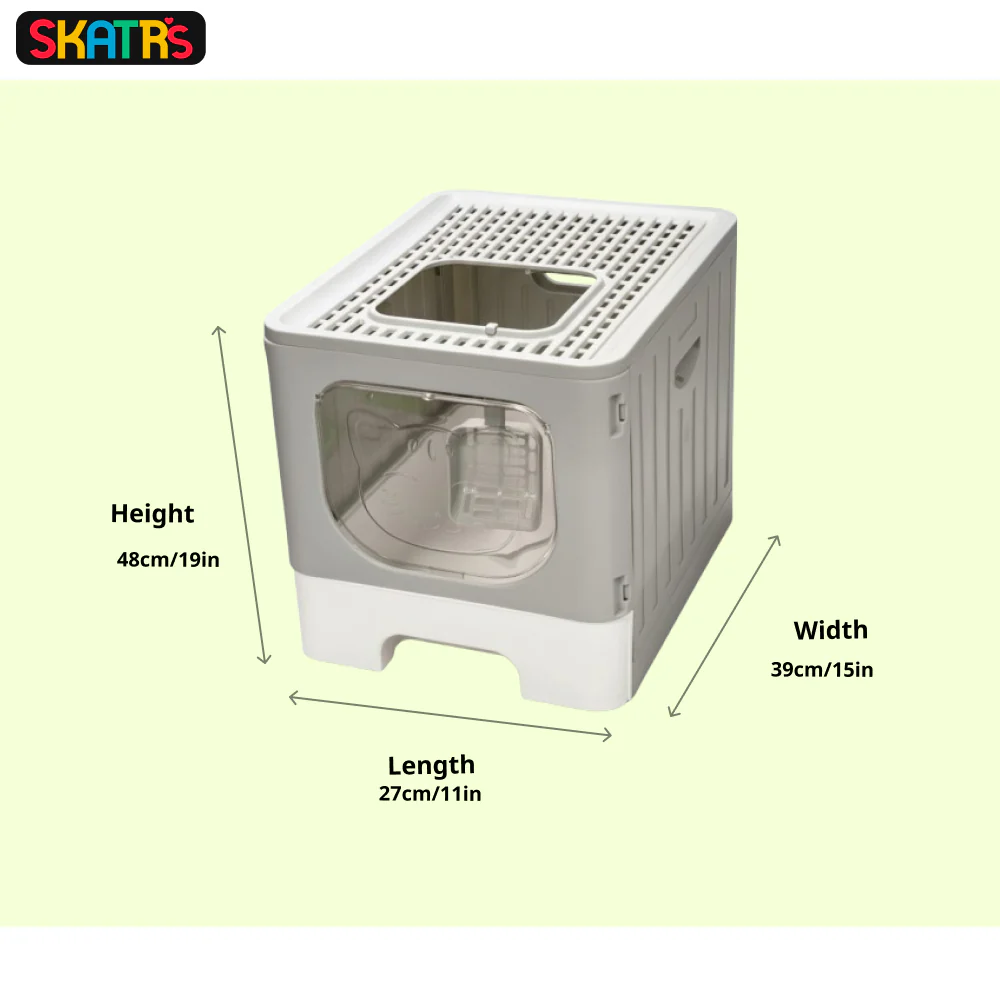 Skatrs Foldable Covered Cat Litter Box with Anti-Spill Tray Easy Cleaning Spacious Design Top and Side Openings Litter Tray for Cats and Kittens - Image 2