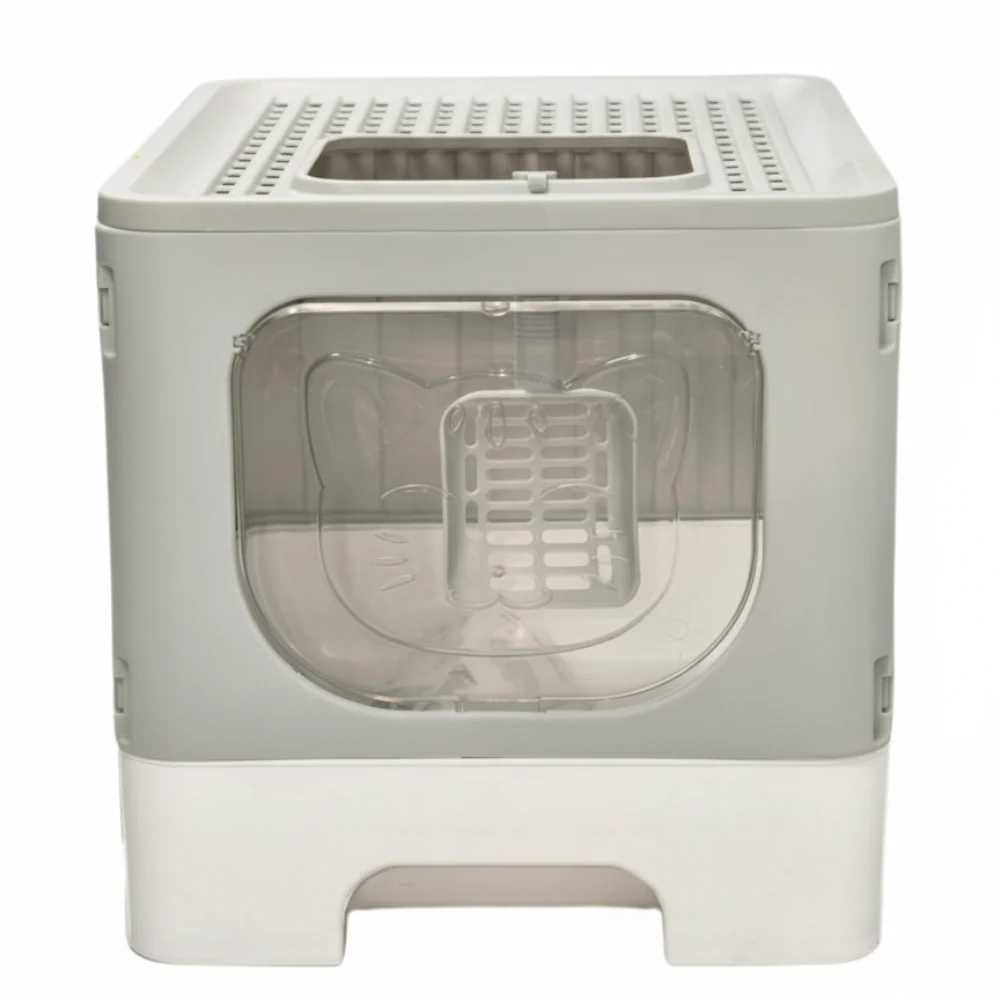 Skatrs Foldable Covered Cat Litter Box with Anti-Spill Tray Easy Cleaning Spacious Design Top and Side Openings Litter Tray for Cats and Kittens - Image 9