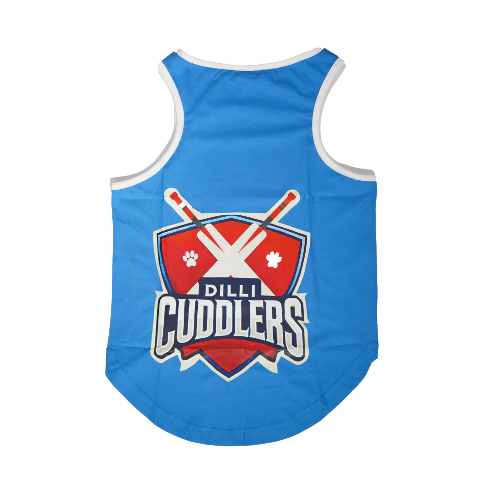 Skatrs Dilli Cuddlers Cricket Jersey for Dogs and Cats (Blue) - Image 2