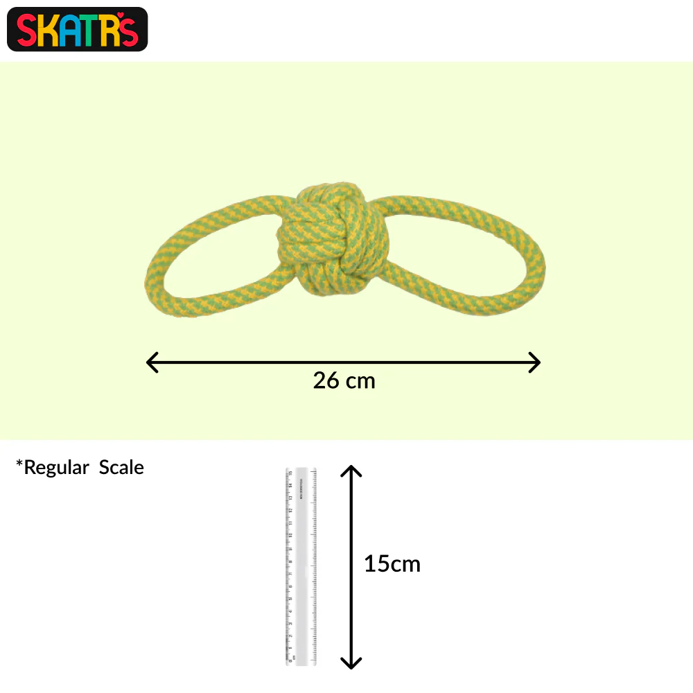 Skatrs Double Loop Knotted Rope Chew Toy for Dogs and Cats (Green/Yellow) - Image 2