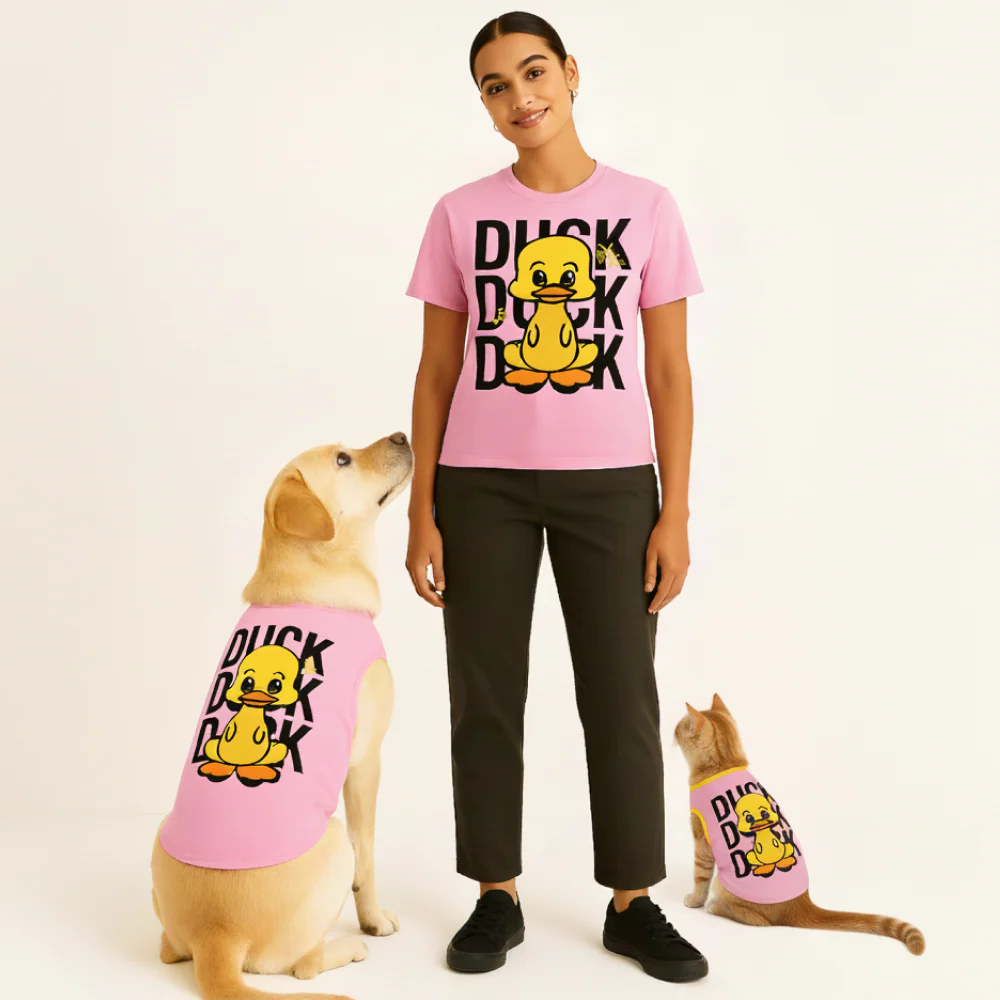 Duck Duck Duck Cotton T Shirt for Men and Women - Image 3