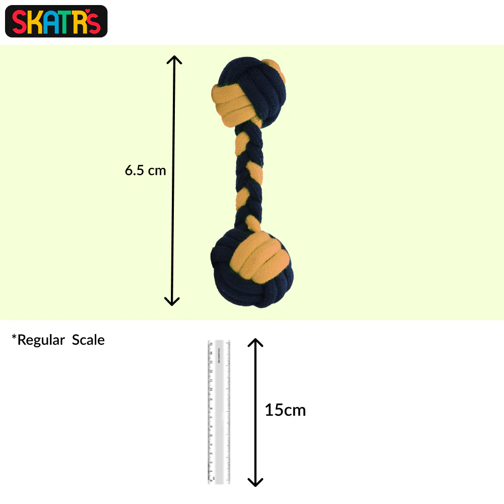 Skatrs Dumbbell Shaped Rope Chew Toy for Dogs and Cats (Blue/Orange) - Image 2