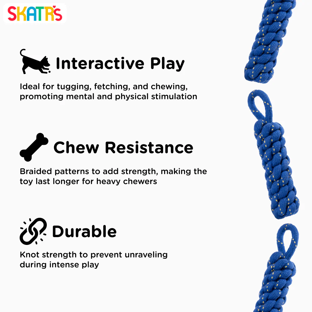 Skatrs Dummy Knotted Rope Chew Toy for Dogs and Cats (Blue) - Image 3