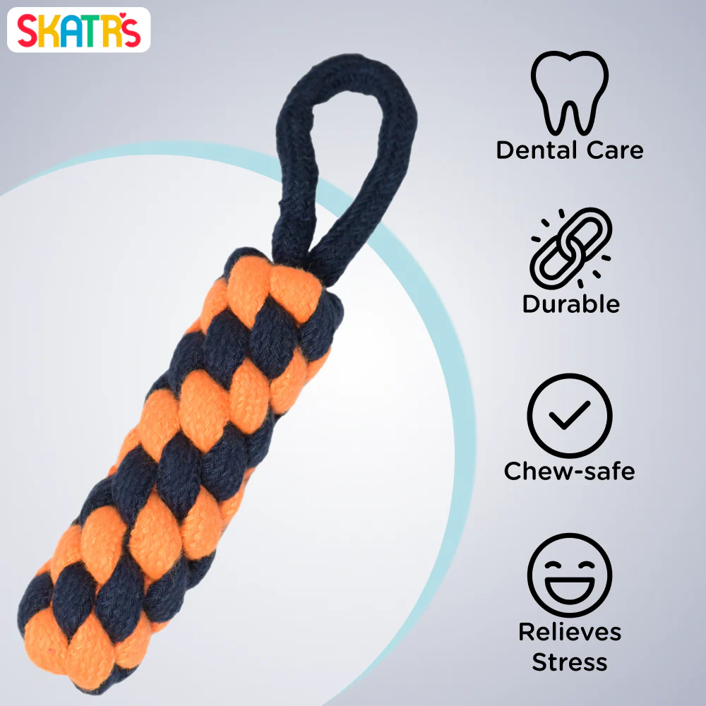 Skatrs Dummy Knotted Rope Chew Toy for Dogs and Cats (Blue/Orange) - Image 3