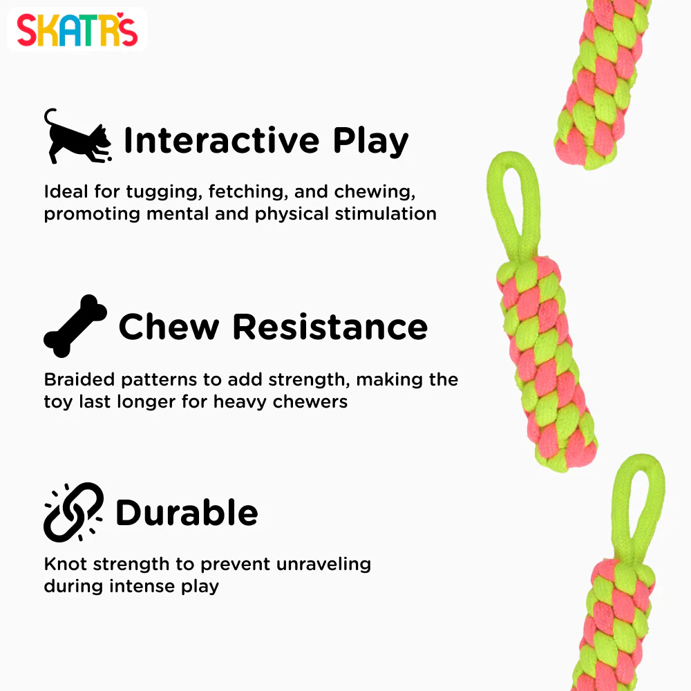 Skatrs Dummy Knotted Rope Chew Toy for Dogs and Cats (Pink/Green) - Image 3