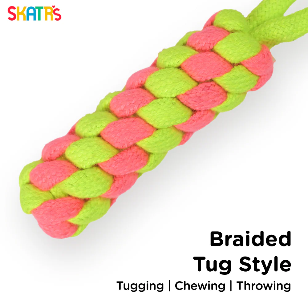 Skatrs Dummy Knotted Rope Chew Toy for Dogs and Cats (Pink/Green) - Image 2