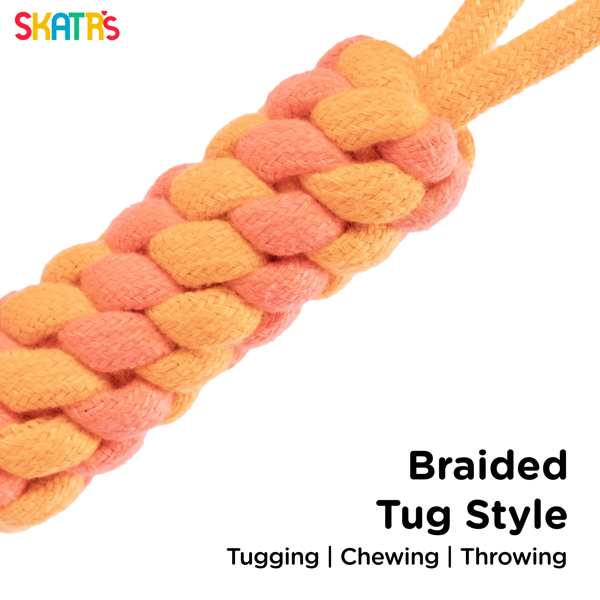 Skatrs Dummy Knotted Rope Chew Toy for Dogs and Cats (Pink/Orange) - Image 3