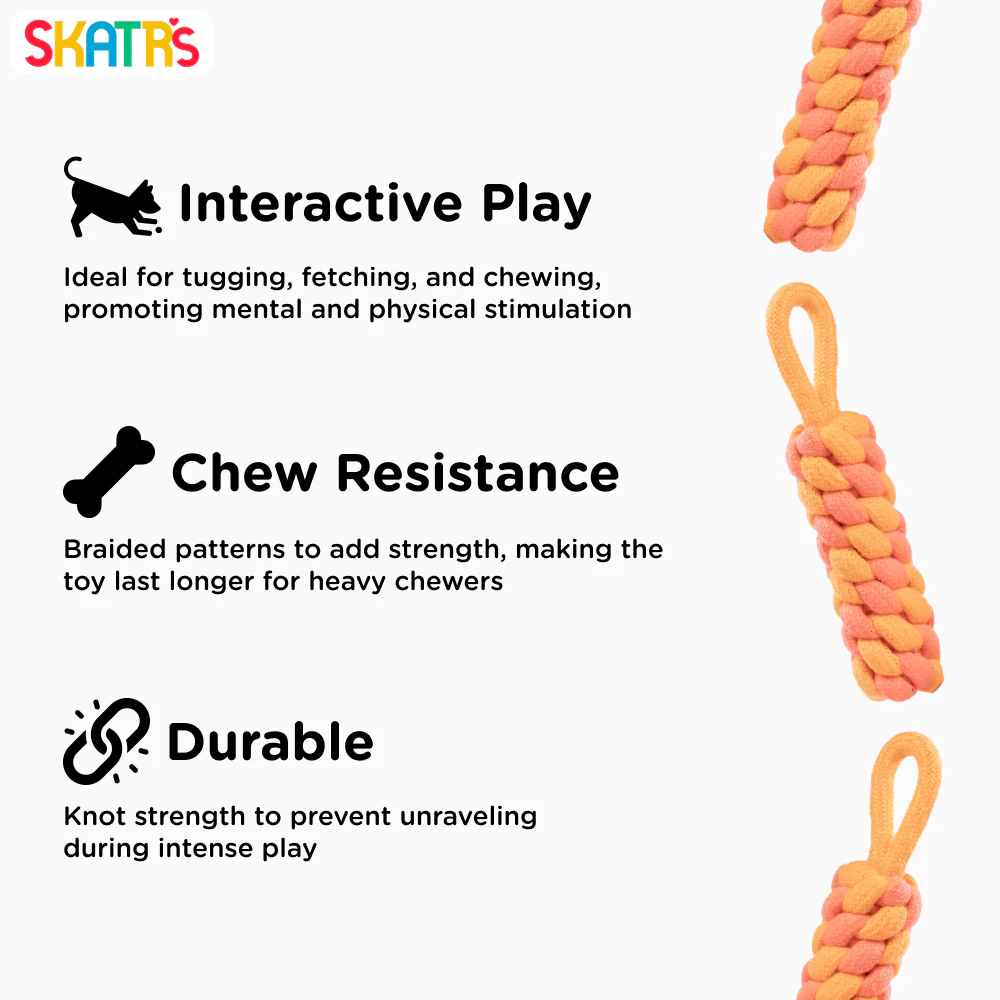 Skatrs Dummy Knotted Rope Chew Toy for Dogs and Cats (Pink/Orange) - Image 4
