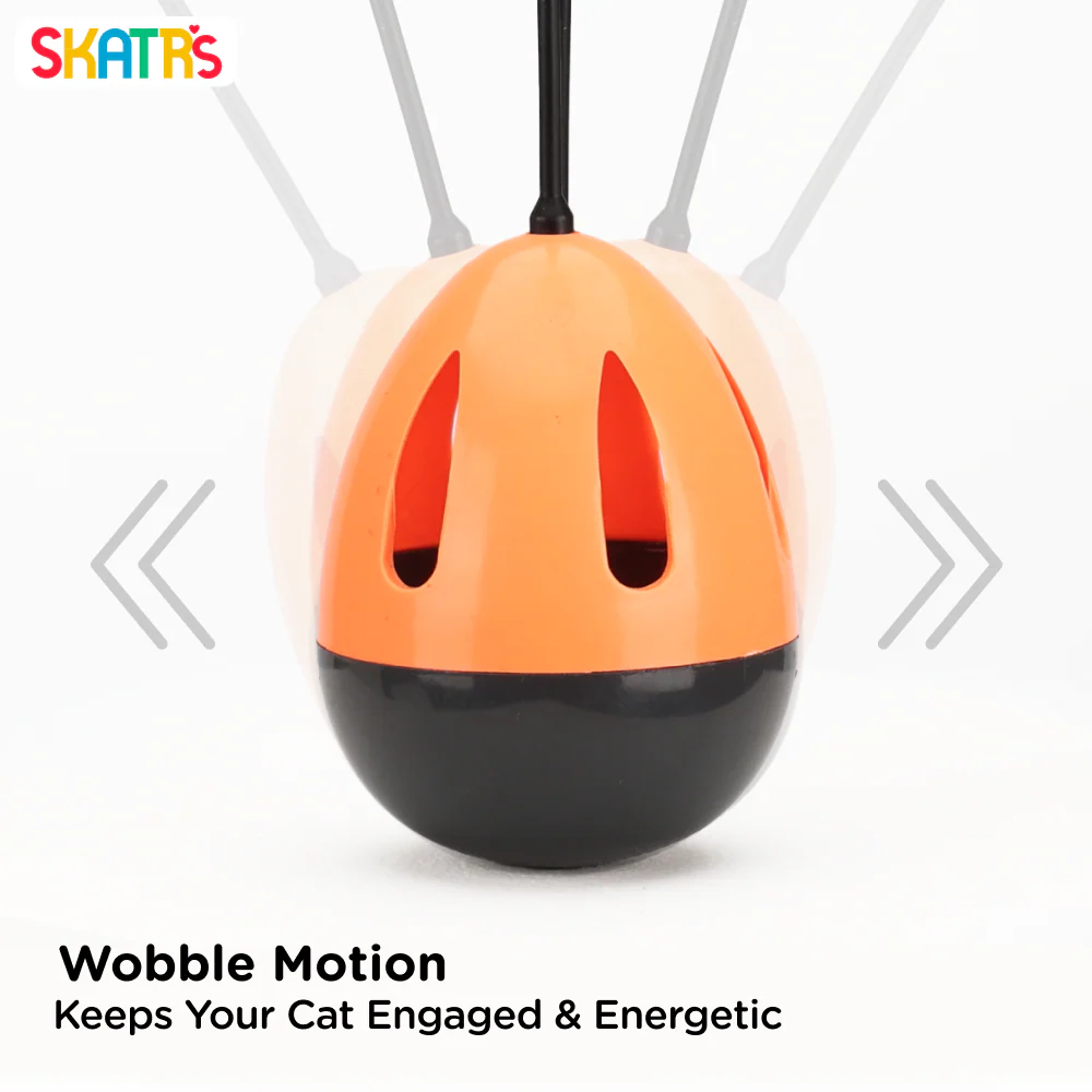 Skatrs Feather Interactive Tumbler Toy for Cats (Orange) - Image 2