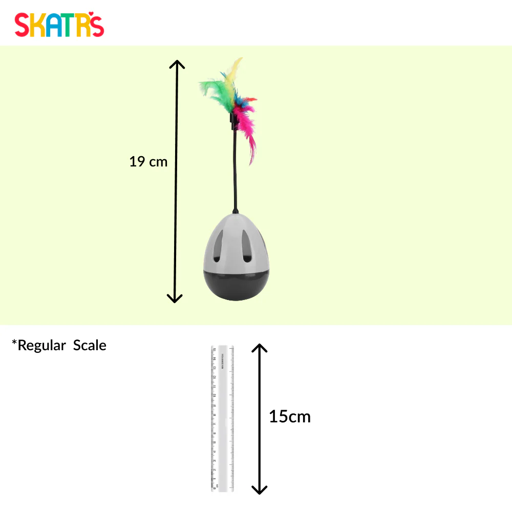 Skatrs Feather Interactive Tumbler Toy for Cats (Grey) - Image 2