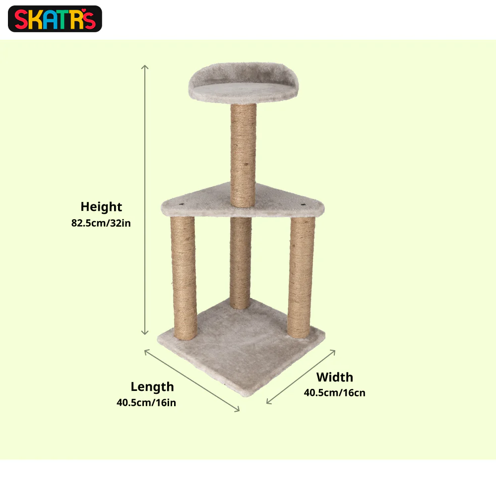 Skatrs Feline Fortress Two Tier Cat Tree with Sisal Post Toy - Image 2