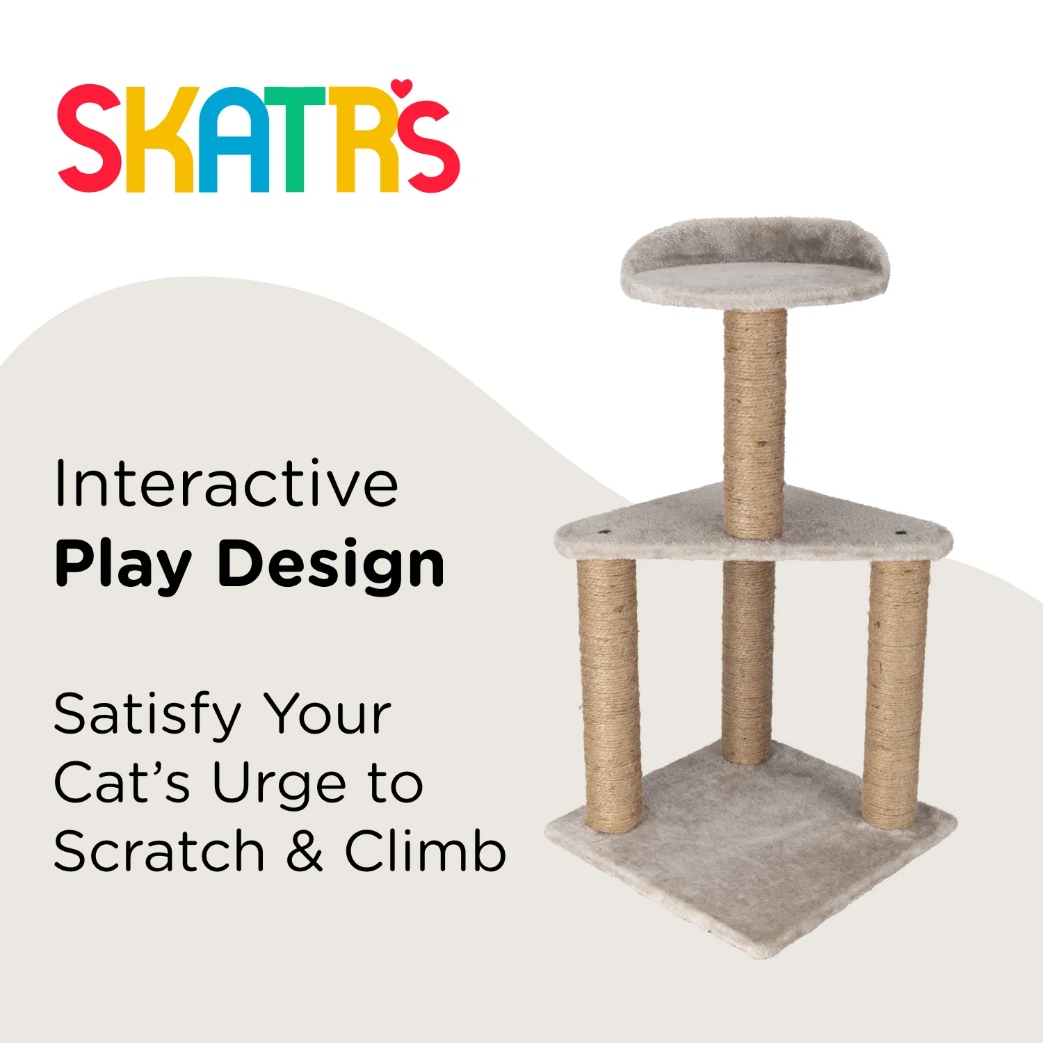 Skatrs Feline Fortress Two Tier Cat Tree with Sisal Post Toy - Image 3