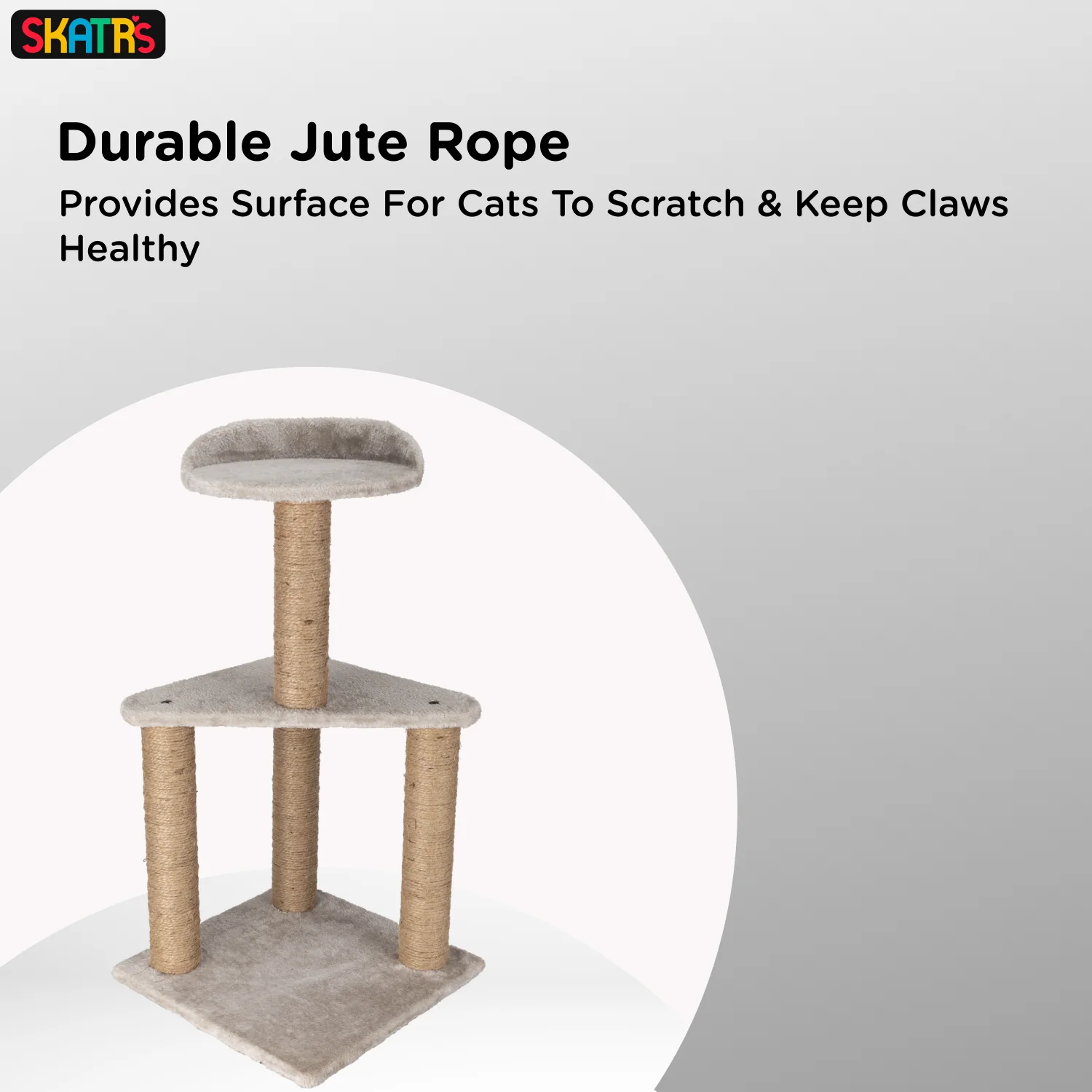 Skatrs Feline Fortress Two Tier Cat Tree with Sisal Post Toy - Image 4