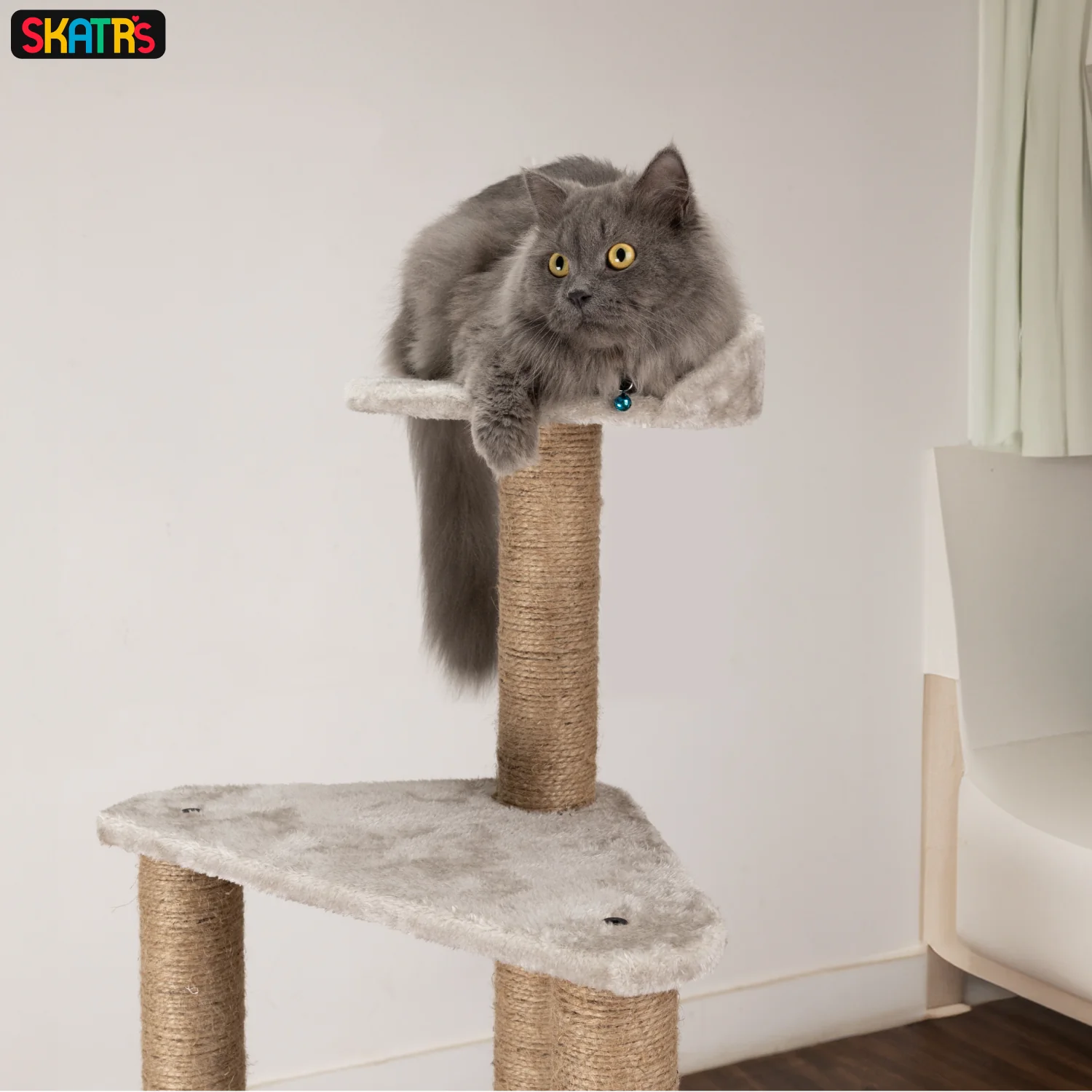 Skatrs Feline Fortress Two Tier Cat Tree with Sisal Post Toy - Image 7