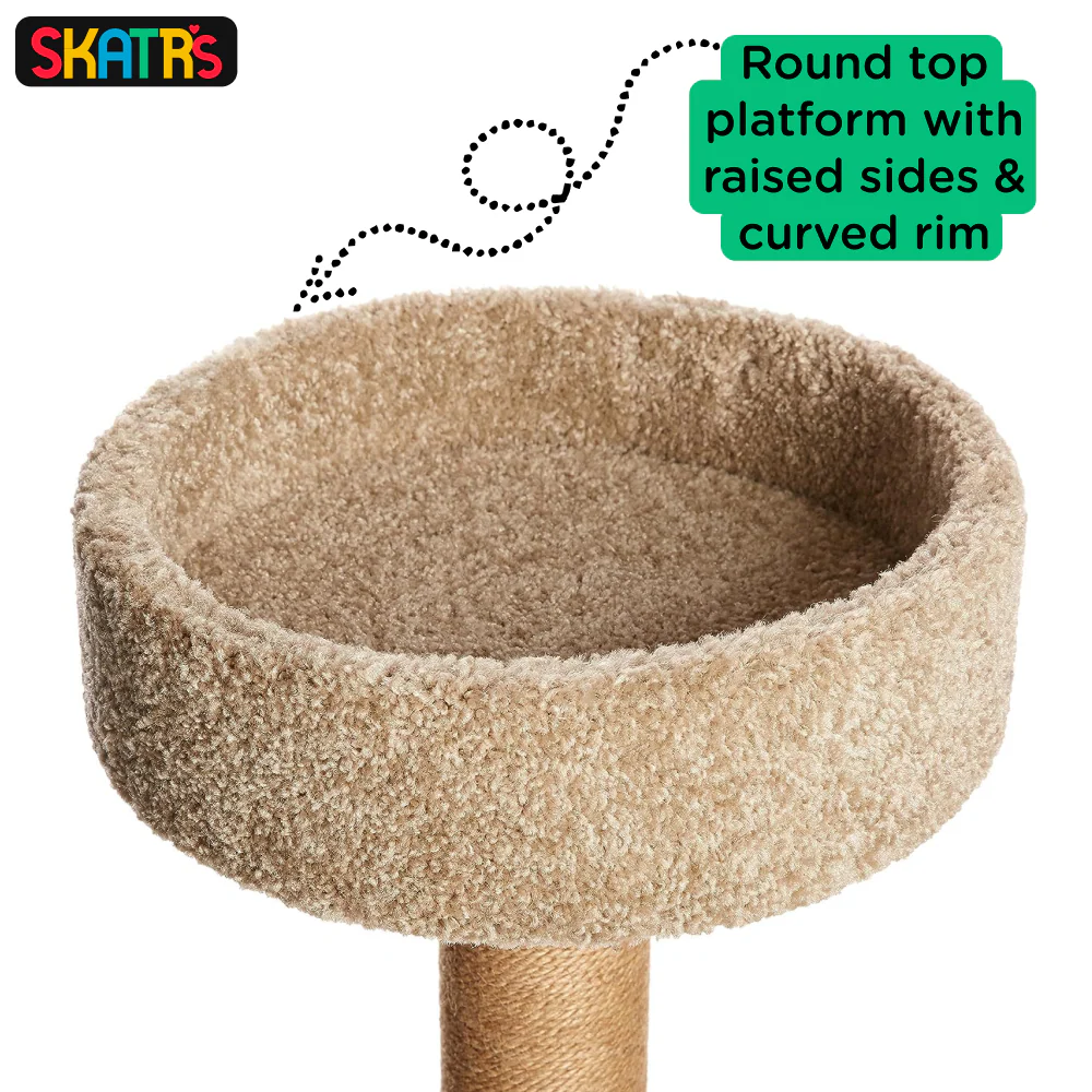 Skatrs Feline Fortress Two Tier Cat Tree with Sisal Post and Say Cheese Cat Scratcher with 2g Premium Catnip Combo - Image 5