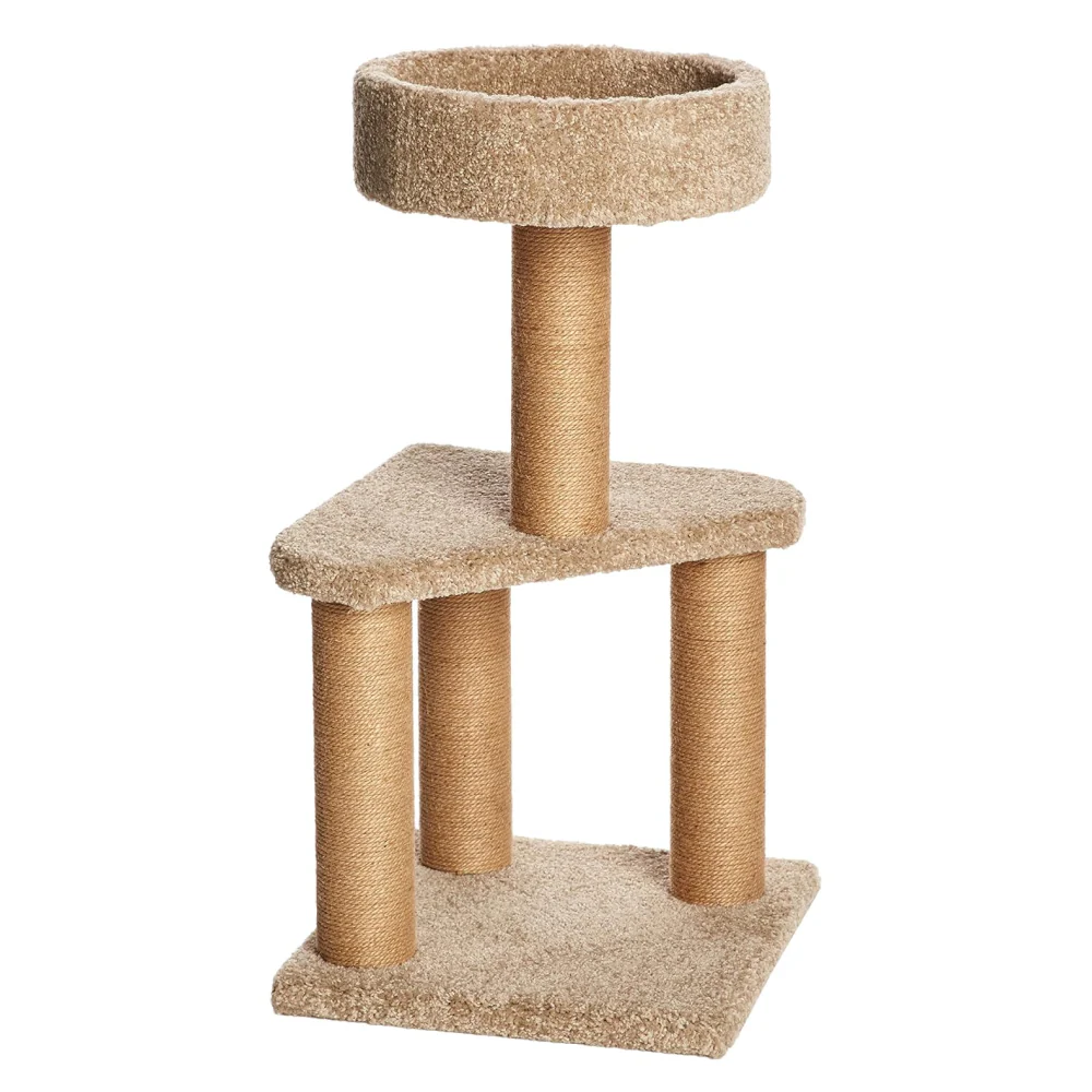 Skatrs Feline Fortress Two Tier Cat Tree with Sisal Post Toy (Beige) - Image 2