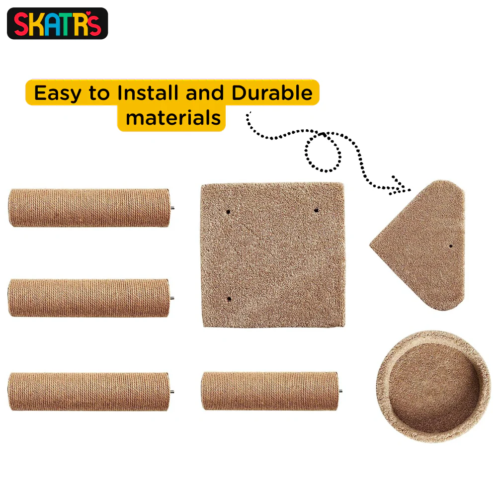 Skatrs Feline Fortress Two Tier Cat Tree with Sisal Post Toy (Beige) - Image 5