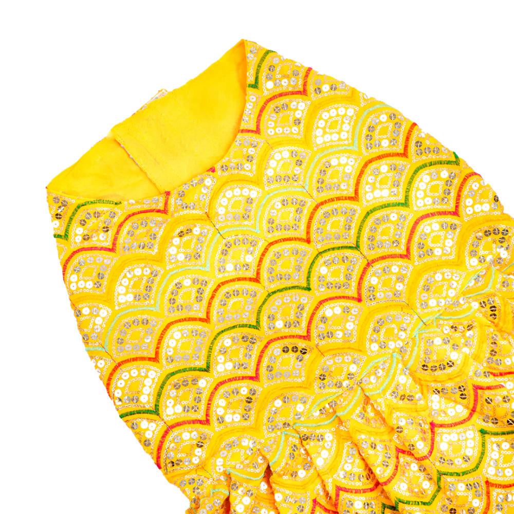 Skatrs Festive Sequence Embroidered Lehenga for Cats and Dogs (Yellow) - Image 12