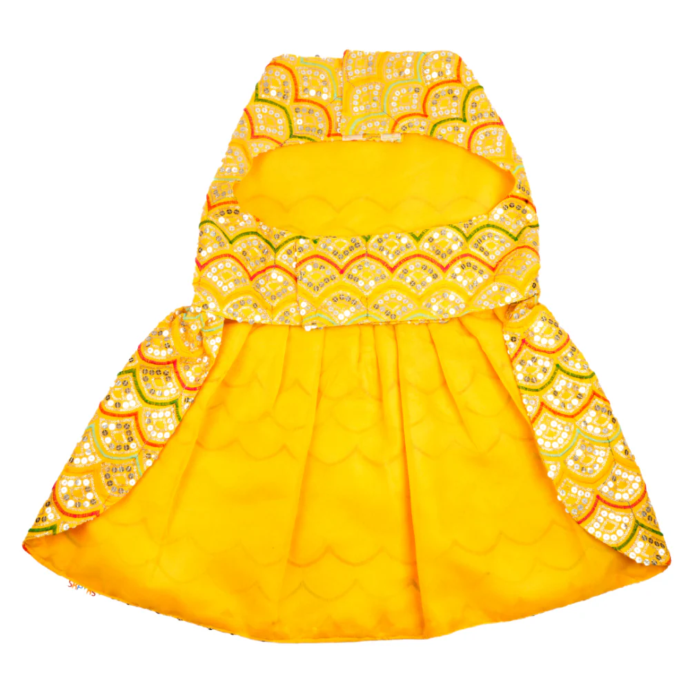 Skatrs Festive Sequence Embroidered Lehenga for Cats and Dogs (Yellow) - Image 13