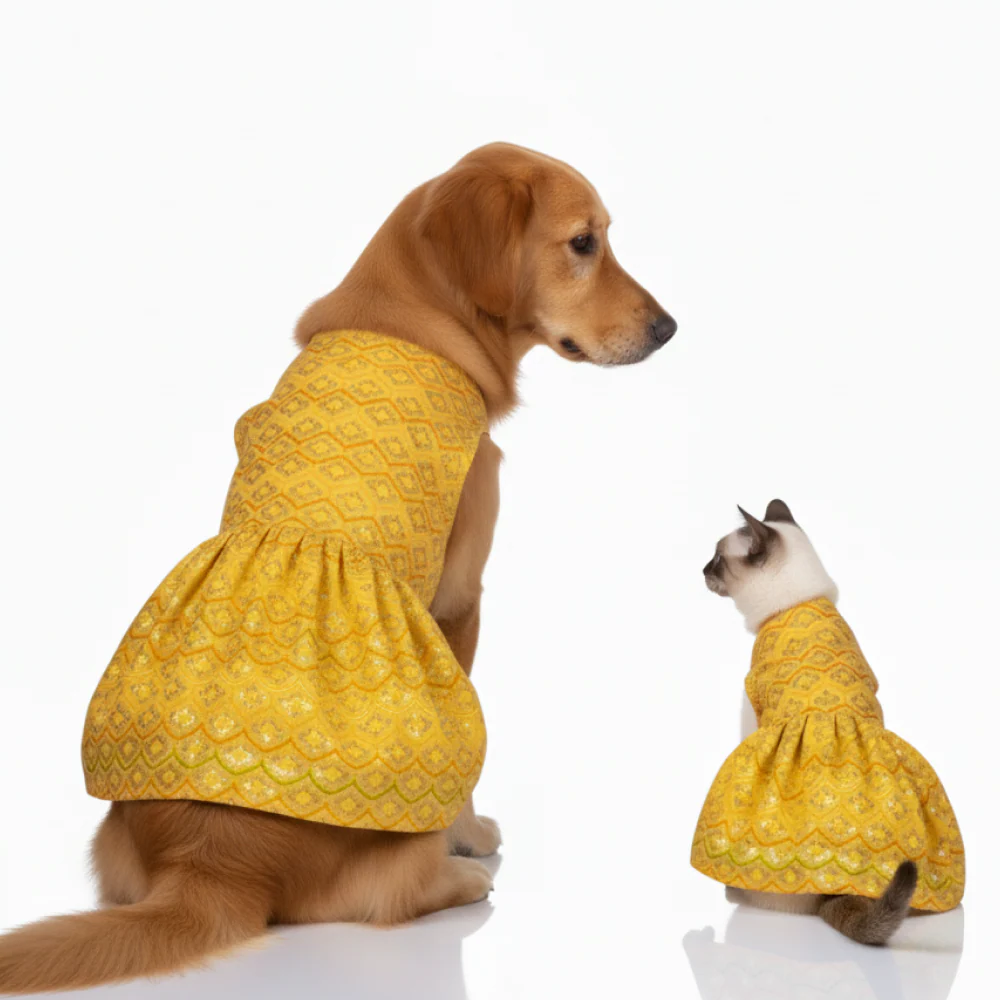 Skatrs Festive Sequence Embroidered Lehenga for Cats and Dogs (Yellow) - Image 16