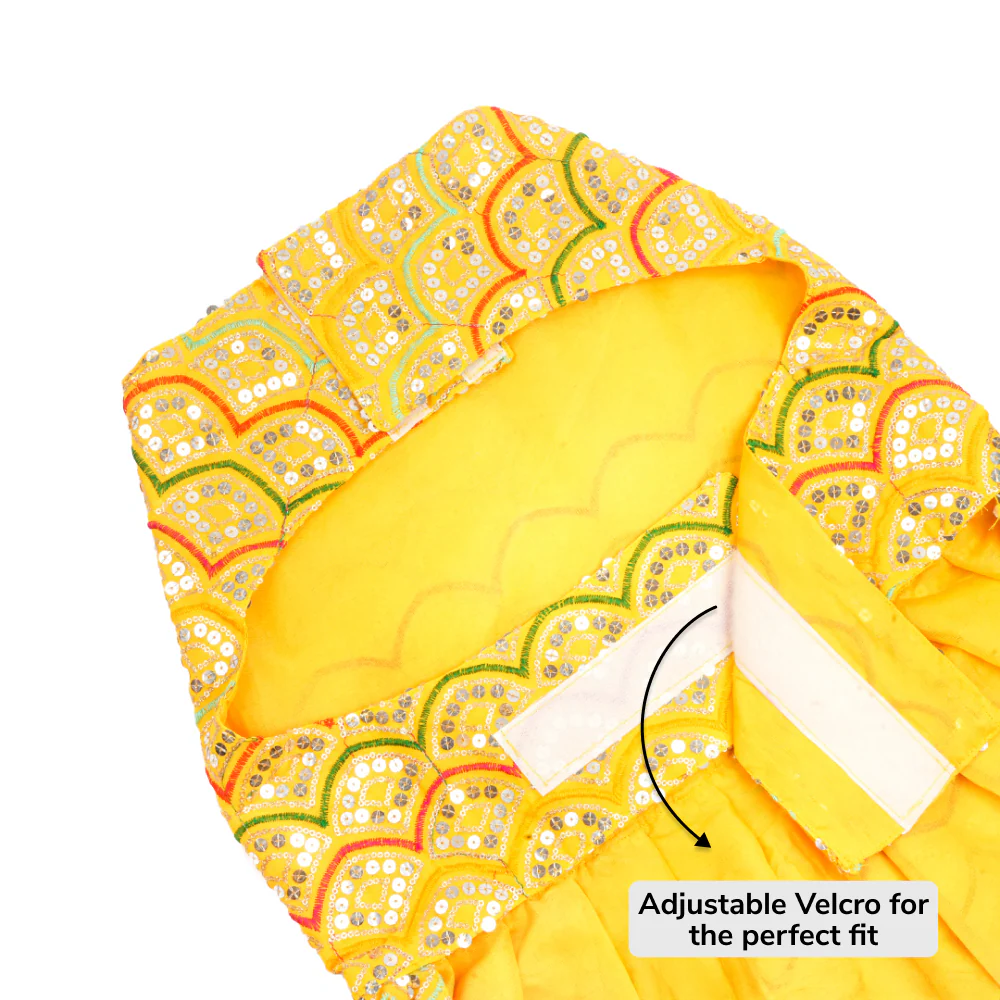 Skatrs Festive Sequence Embroidered Lehenga for Cats and Dogs (Yellow) - Image 5