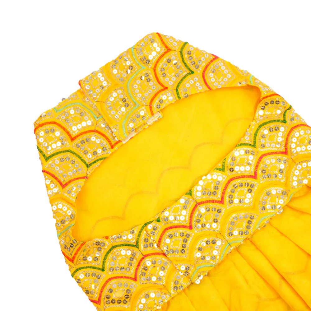 Skatrs Festive Sequence Embroidered Lehenga for Cats and Dogs (Yellow) - Image 9