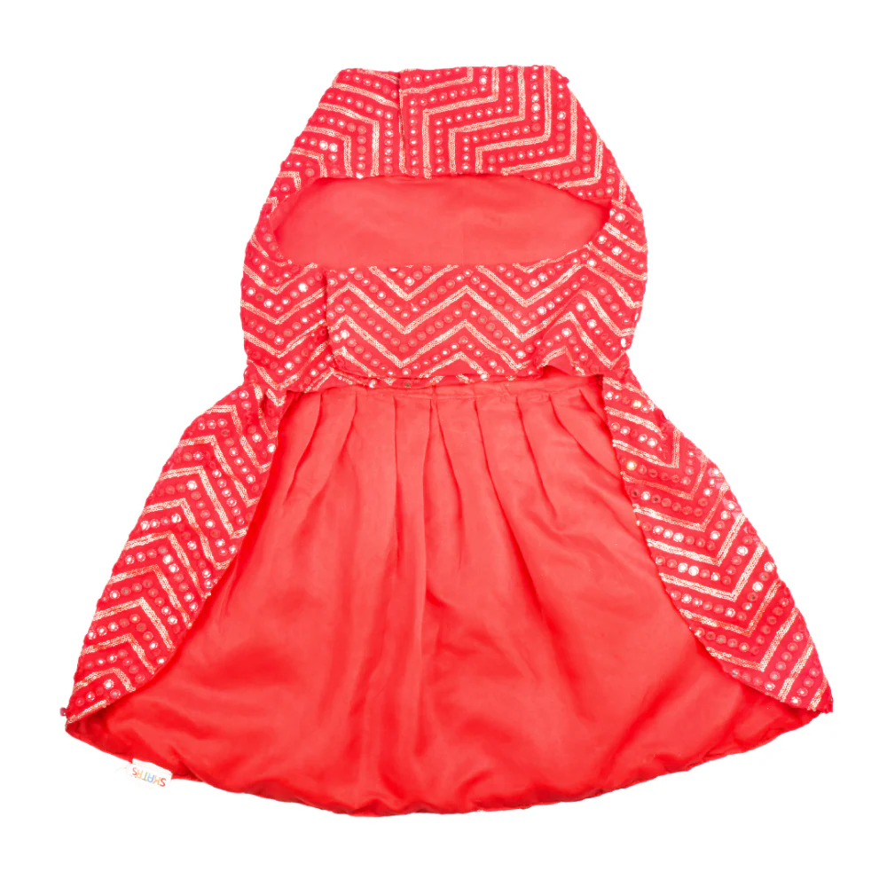 Skatrs Festive Mirror Lehenga for Cats and Dogs (Red) - Image 11