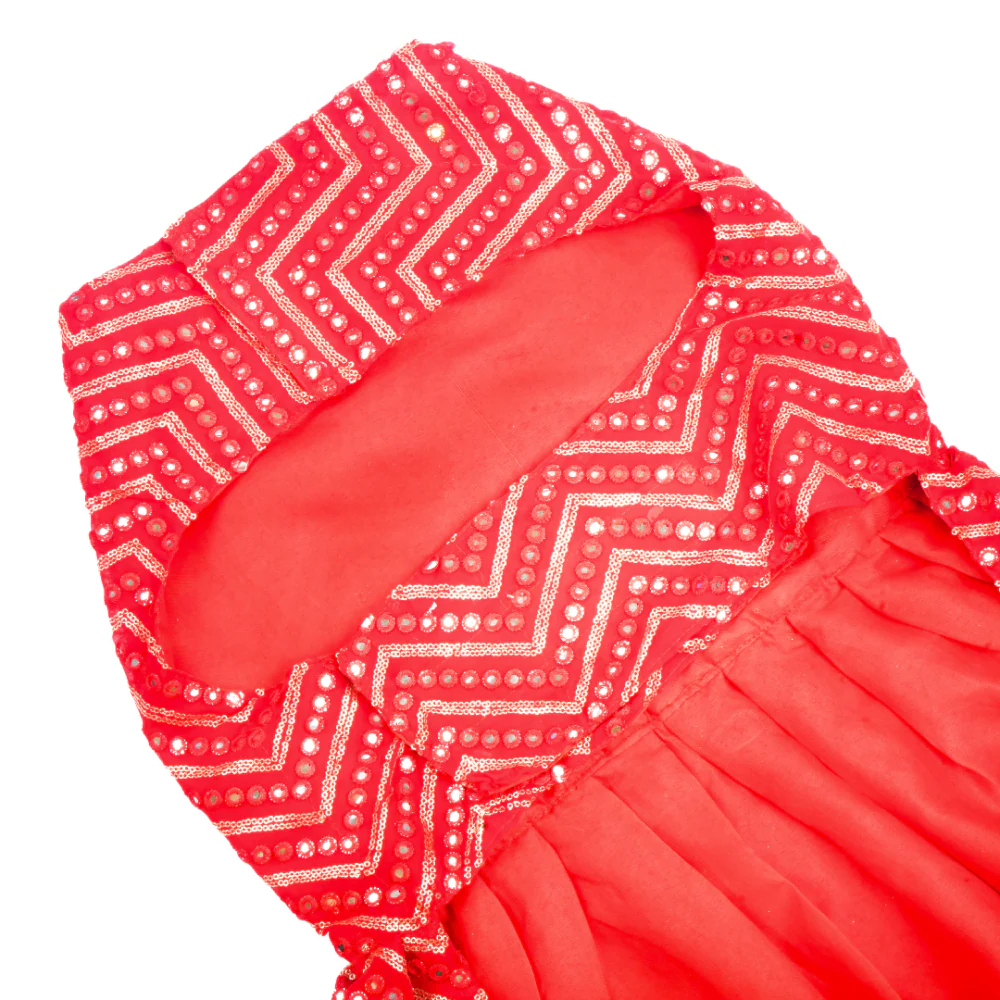 Skatrs Festive Mirror Lehenga for Cats and Dogs (Red) - Image 12