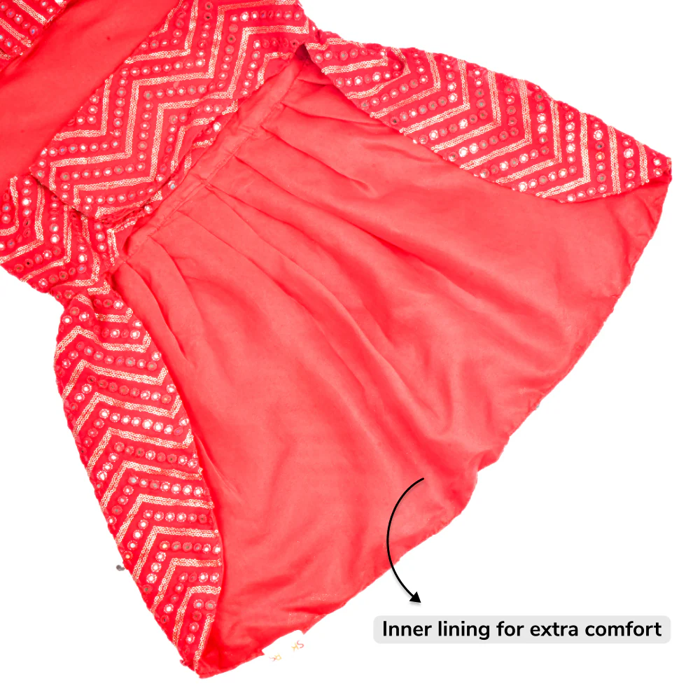 Skatrs Festive Mirror Lehenga for Cats and Dogs (Red) - Image 3