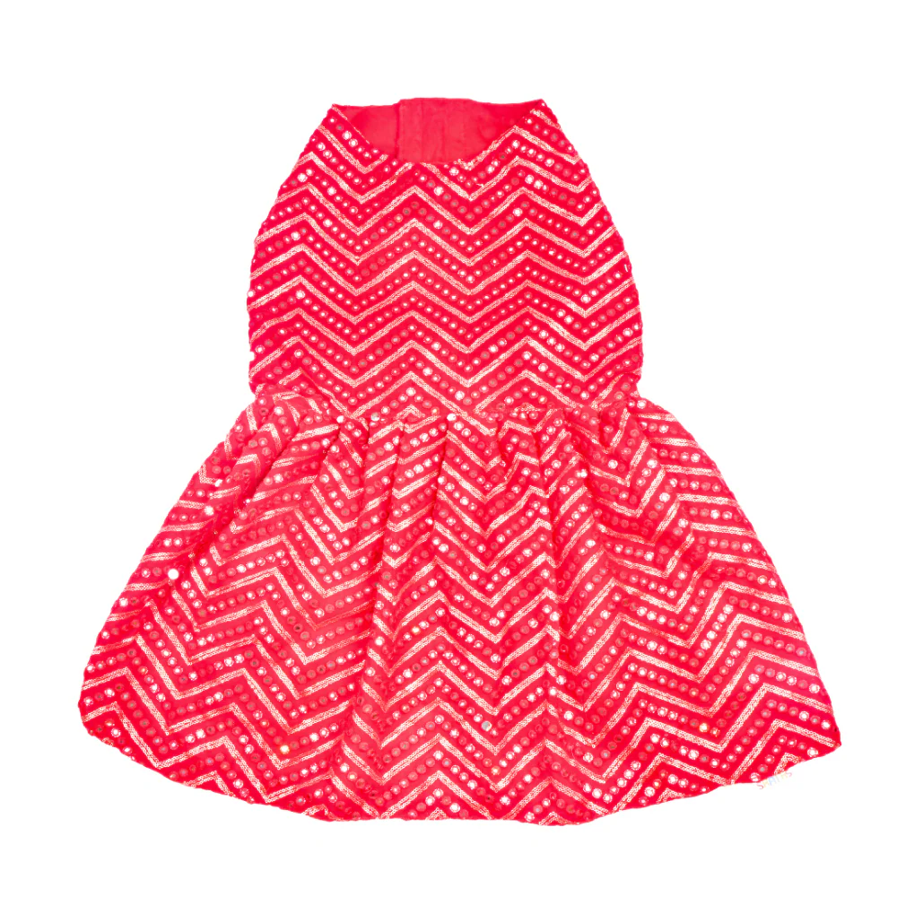 Skatrs Festive Mirror Lehenga for Cats and Dogs (Red) - Image 7