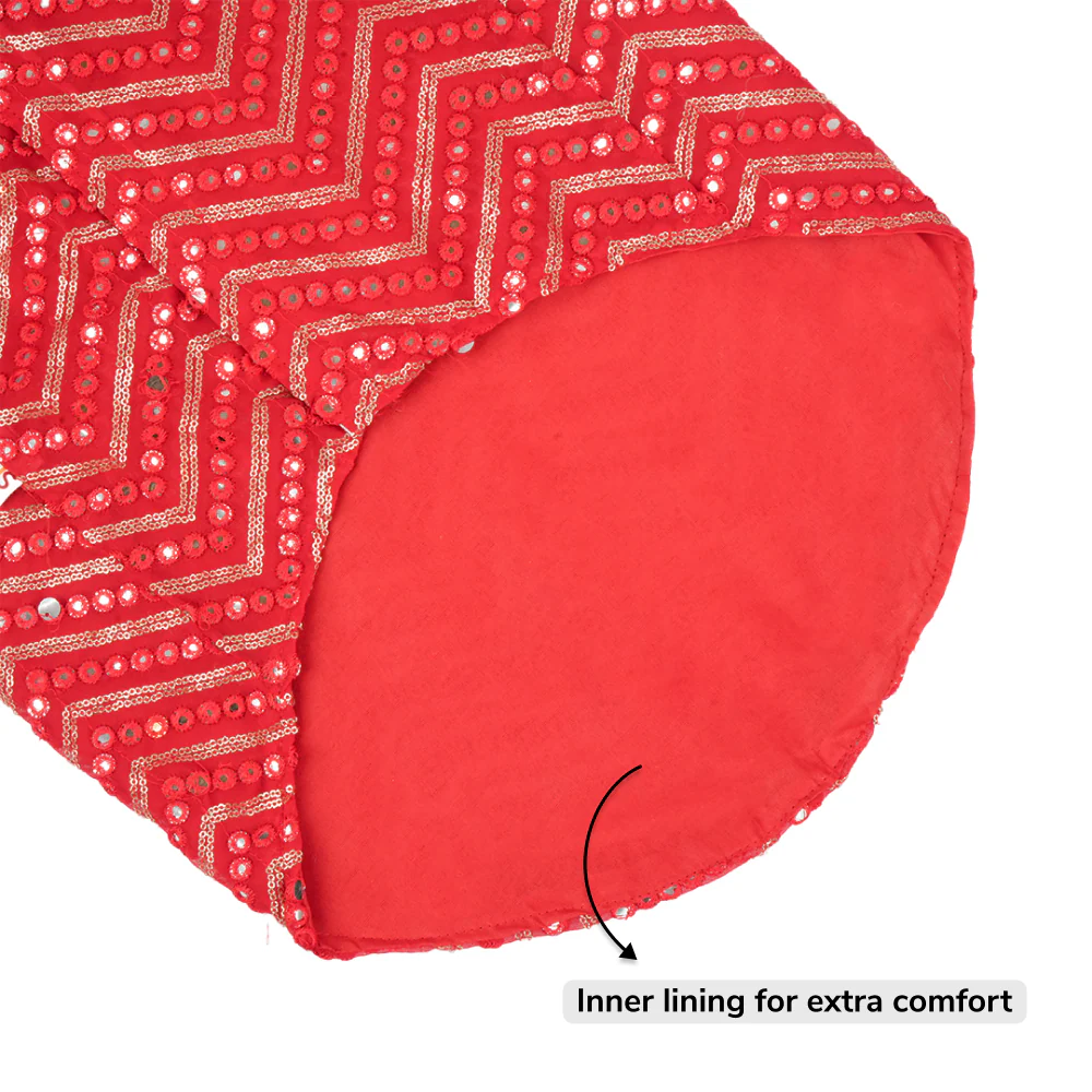 Skatrs Festive Mirror Sherwani for Cats and Dogs (Red) - Image 6