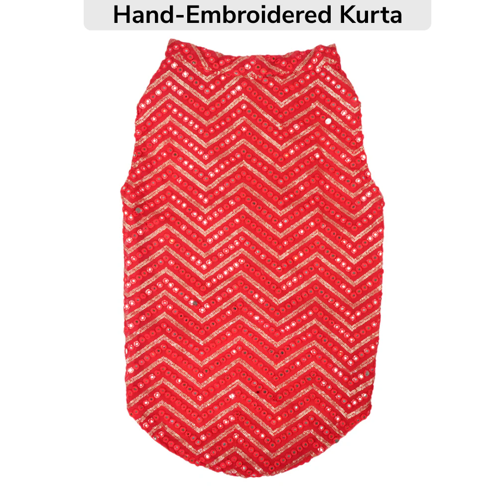 Skatrs Festive Mirror Sherwani for Cats and Dogs (Red) - Image 7