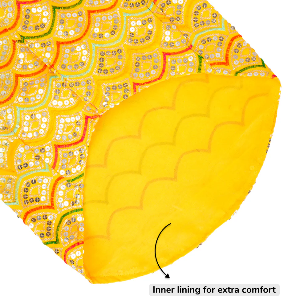 Skatrs Festive Sequence Embroidered Sherwani for Cats and Dogs (Yellow) - Image 5