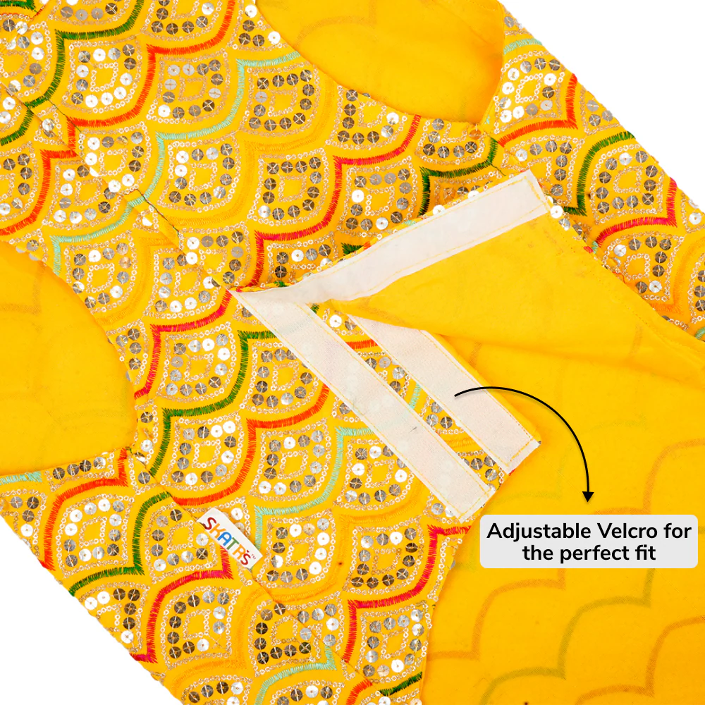 Skatrs Festive Sequence Embroidered Sherwani for Cats and Dogs (Yellow) - Image 6