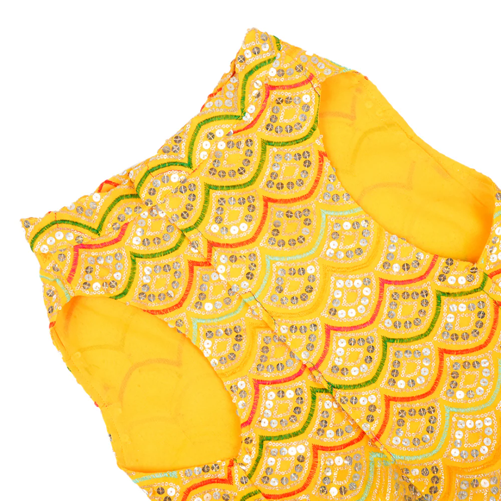 Skatrs Festive Sequence Embroidered Sherwani for Cats and Dogs (Yellow) - Image 8