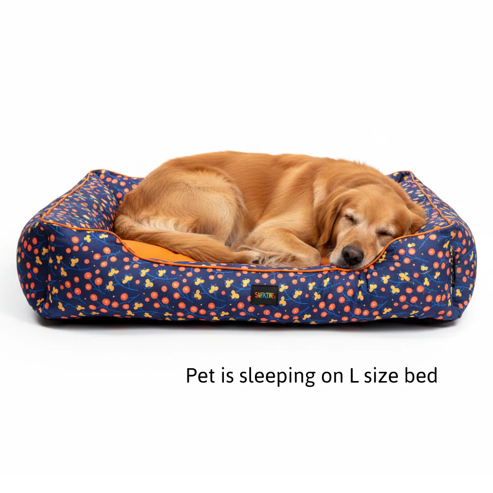 Skatrs Floral Bed for Dogs & Cats (Blue/Orange) - Image 13