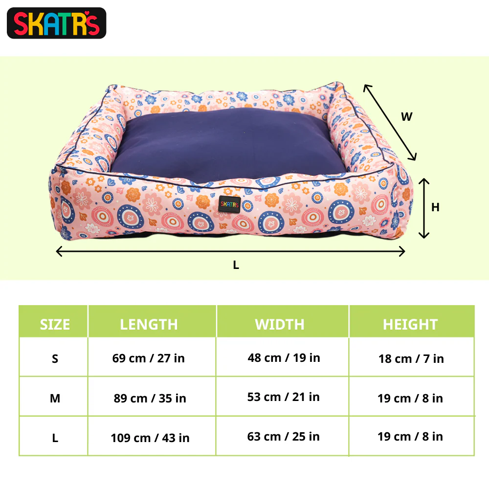 Skatrs Floral Bed for Dogs & Cats (Pink/Blue) - Image 2